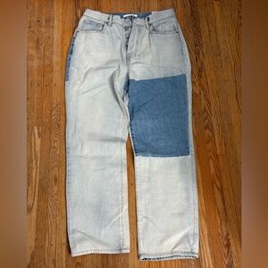 PacSun Light Blue Two-Tone Patchwork Dad Jeans